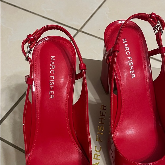 Marc Fisher Glossy Red Slingback Heels - Picture 2 of 11